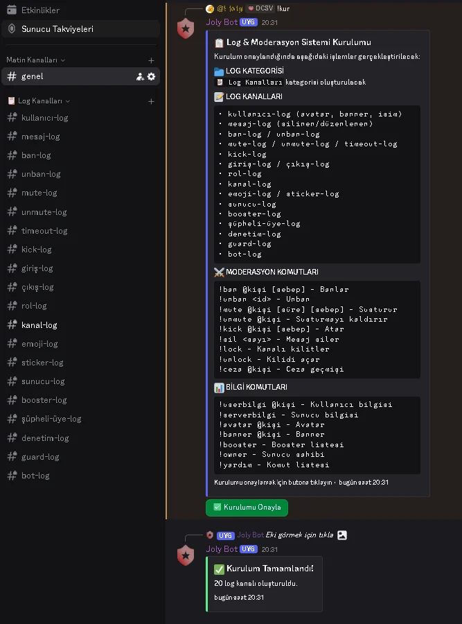 Log Bot Kolay kurulum