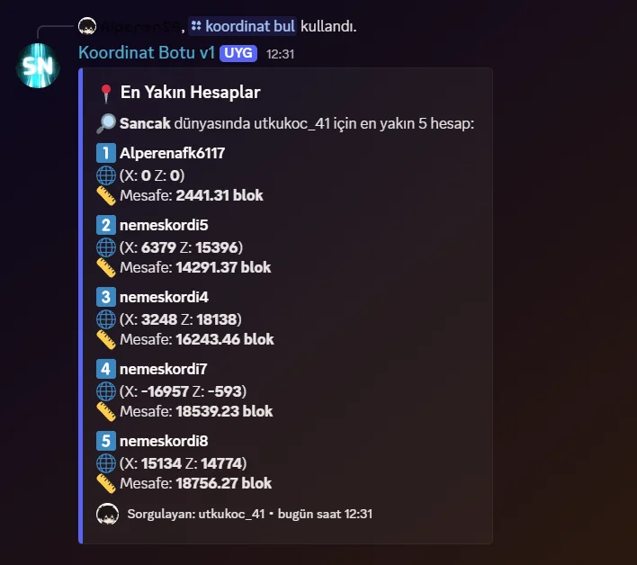 SonOyuncu Koordinat Discord Botu
